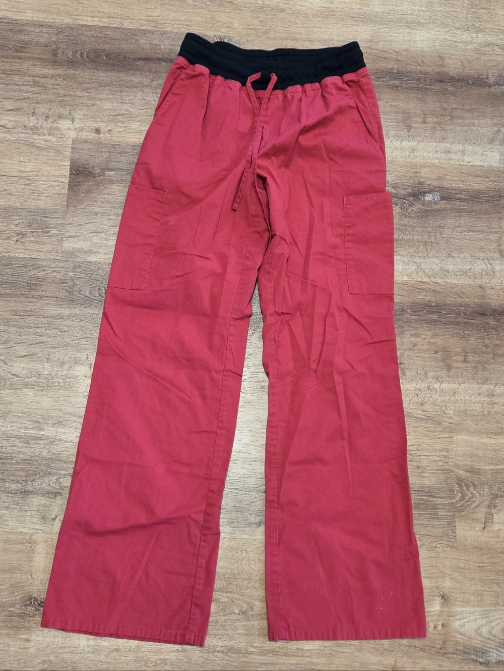 Scrubstar Red Black Elastic Waist Scrub Pants Size Small